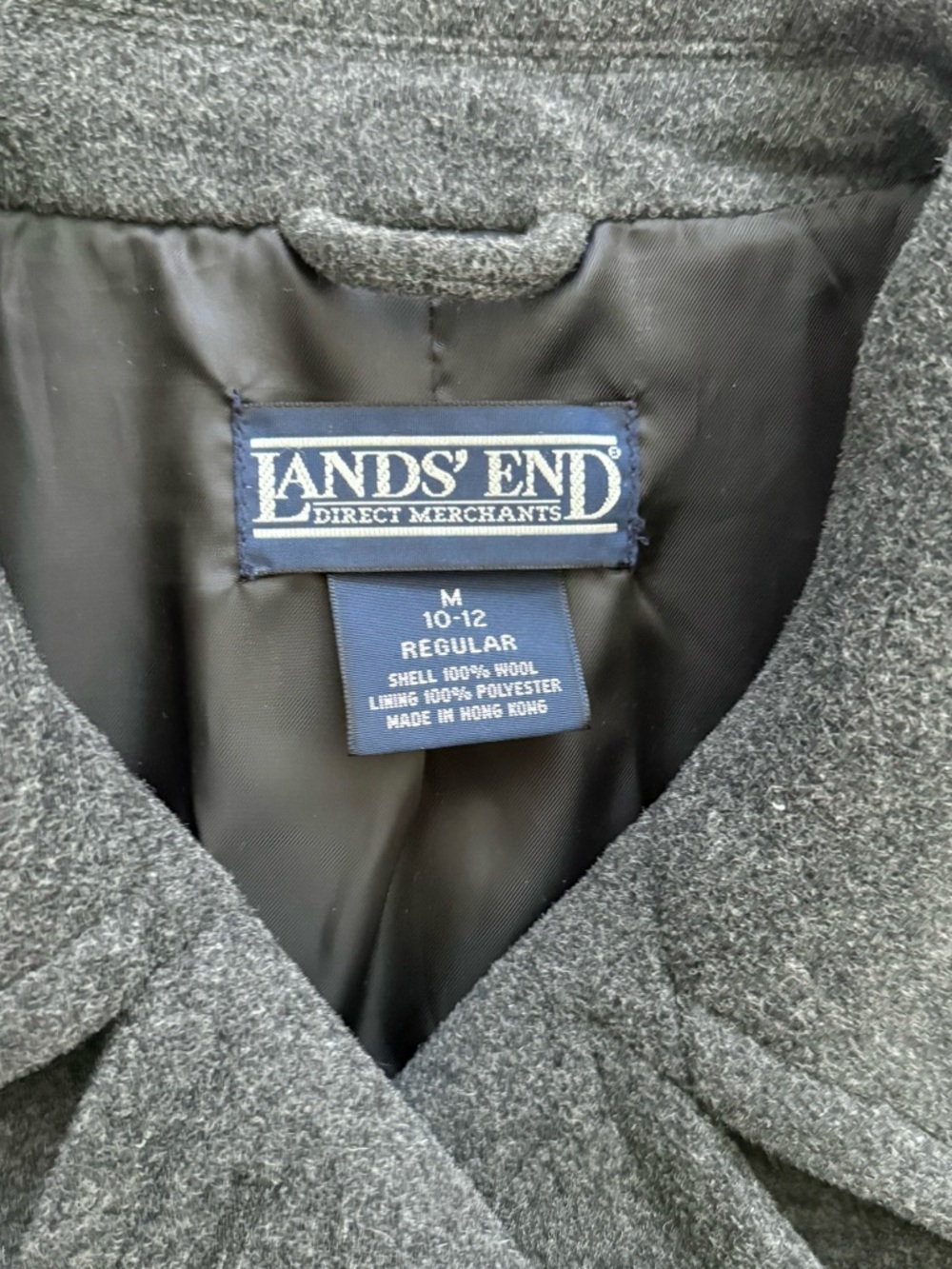 Lands' End Gray Double Breasted Wool Peacoat Size M - Picture 2 of 11